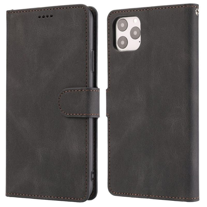Läderskal iPhone 12 / 12 Pro Svart Klassisk Retroläderstil