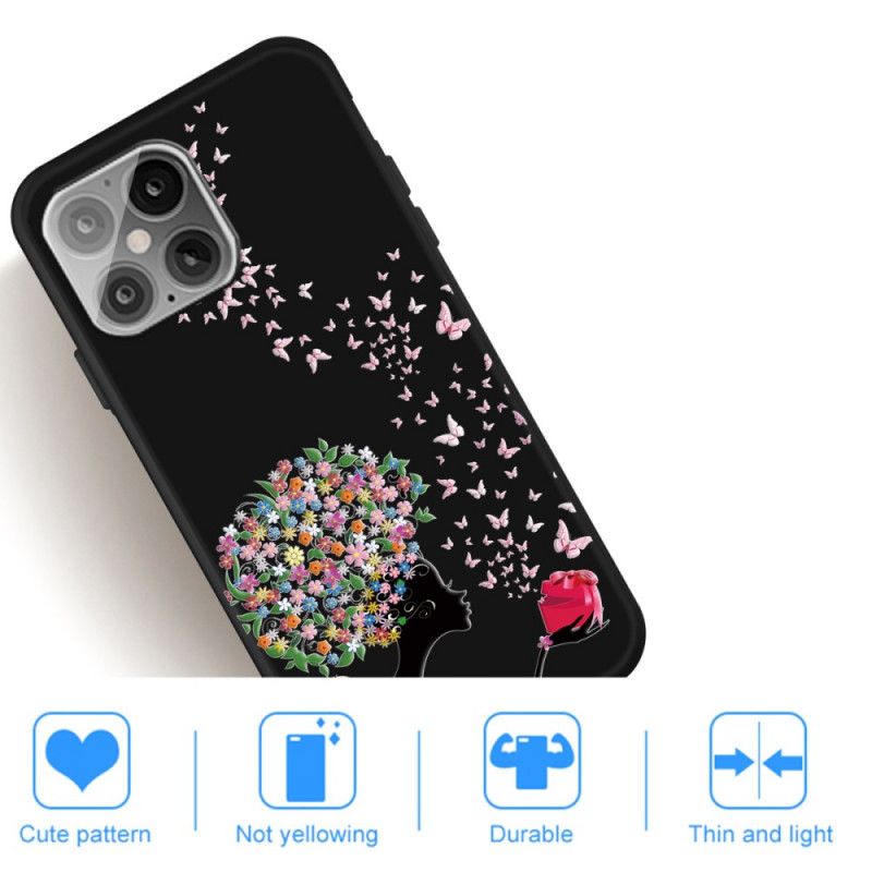 Skal för iPhone 12 / 12 Pro Kvinna Med Ett Blommigt Huvud
