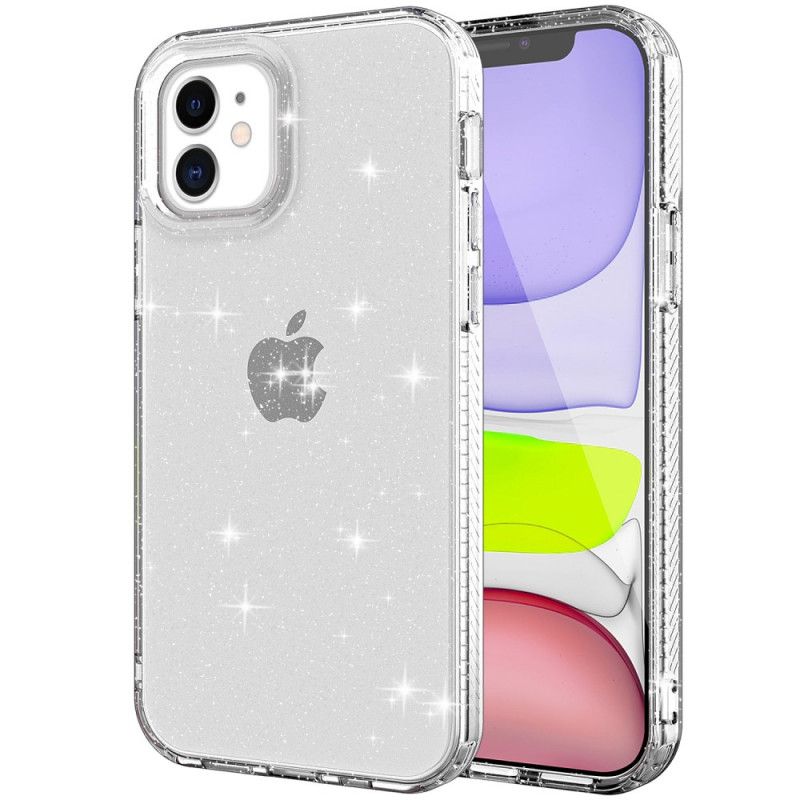 Skal för iPhone 12 / 12 Pro Svart Transparent Glitterförstärkt