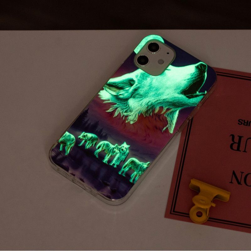 Skal iPhone 12 / 12 Pro Svart Fluorescerande Vargserie