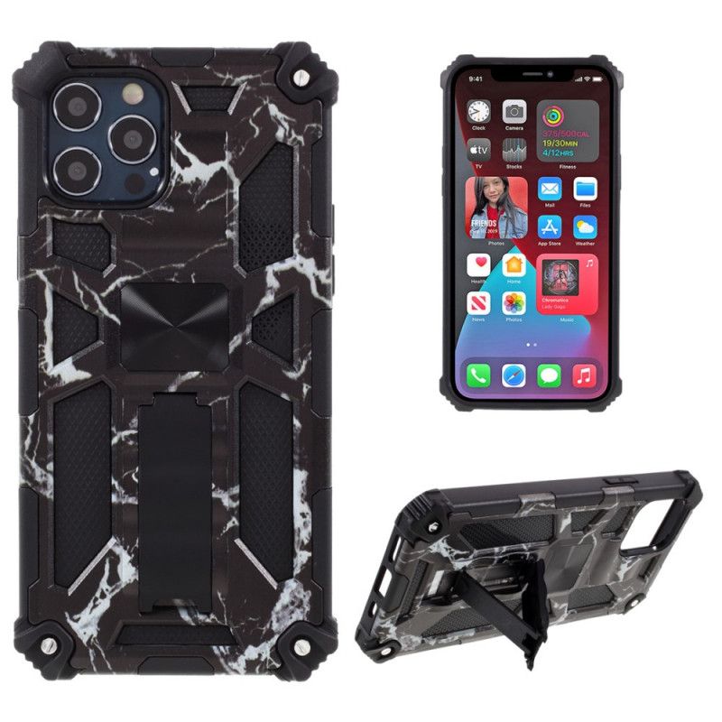 Skal iPhone 12 / 12 Pro Svart Kamouflage Avtagbart Stöd