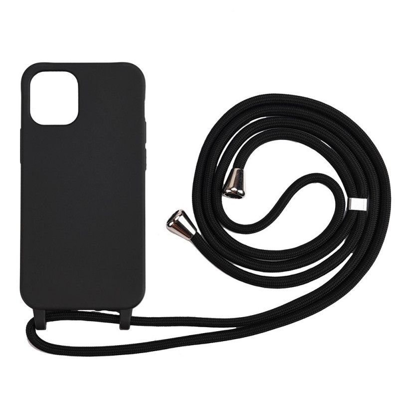 Skal iPhone 12 / 12 Pro Svart Silikon Och Sladd