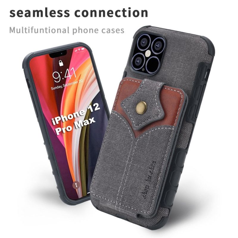 Skal iPhone 12 / 12 Pro Svart Strukturerad Hopfällbar Korthållare