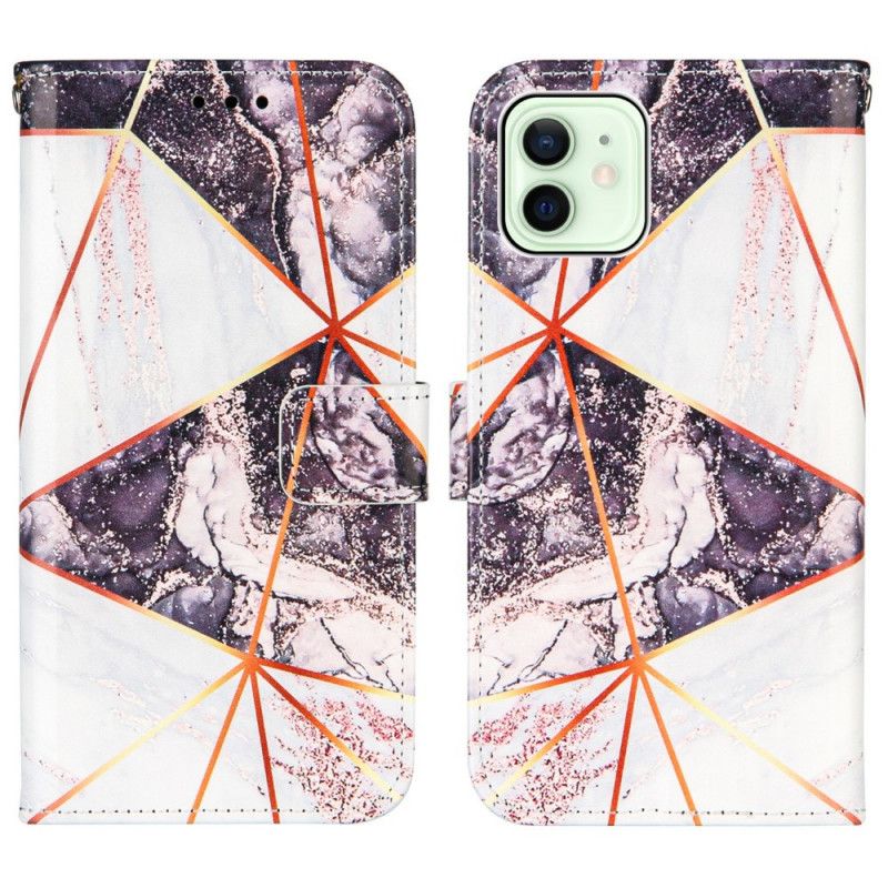 Skyddsfodral iPhone 12 / 12 Pro Rosa Geometrisk Marmor