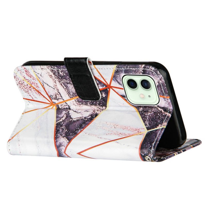 Skyddsfodral iPhone 12 / 12 Pro Rosa Geometrisk Marmor