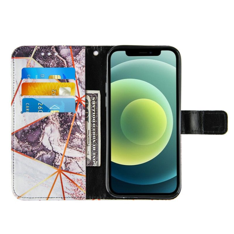 Skyddsfodral iPhone 12 / 12 Pro Rosa Geometrisk Marmor