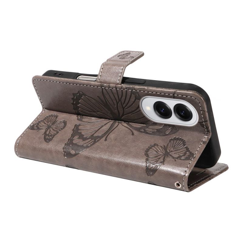 Läderfodral Samsung Galaxy S25 5g Edge Telefonfodral Jättefjärilsmönster