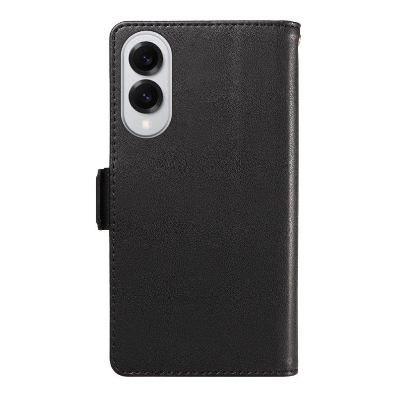 Läderfodral Samsung Galaxy S25 5g Edge Telefonfodral Korthållare Och Handledsrem