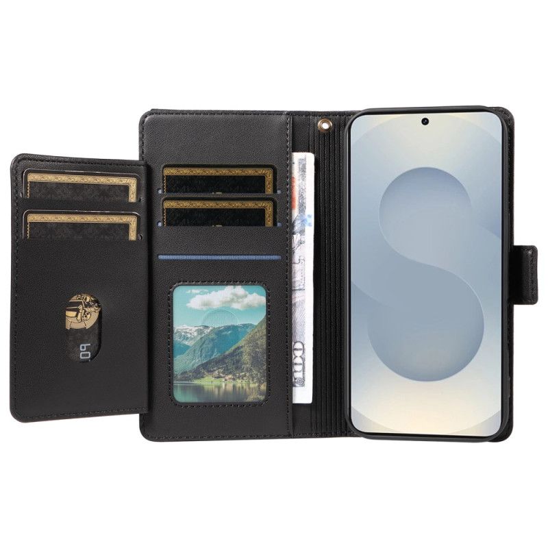 Läderfodral Samsung Galaxy S25 5g Edge Telefonfodral Korthållare Och Handledsrem