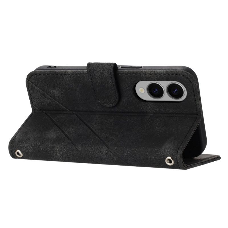 Läderfodral Samsung Galaxy S25 5g Edge Telefonfodral Tryckt Linjerem