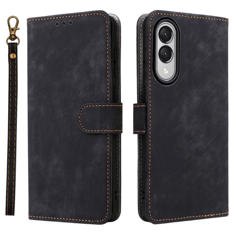 Läderskal Fodral Samsung Galaxy S25 5g Edge Rfid-funktion Med Rem