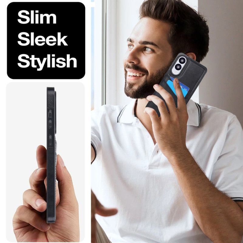 Skal För Samsung Galaxy S25 5g Edge Lädereffekt Med Korthållare