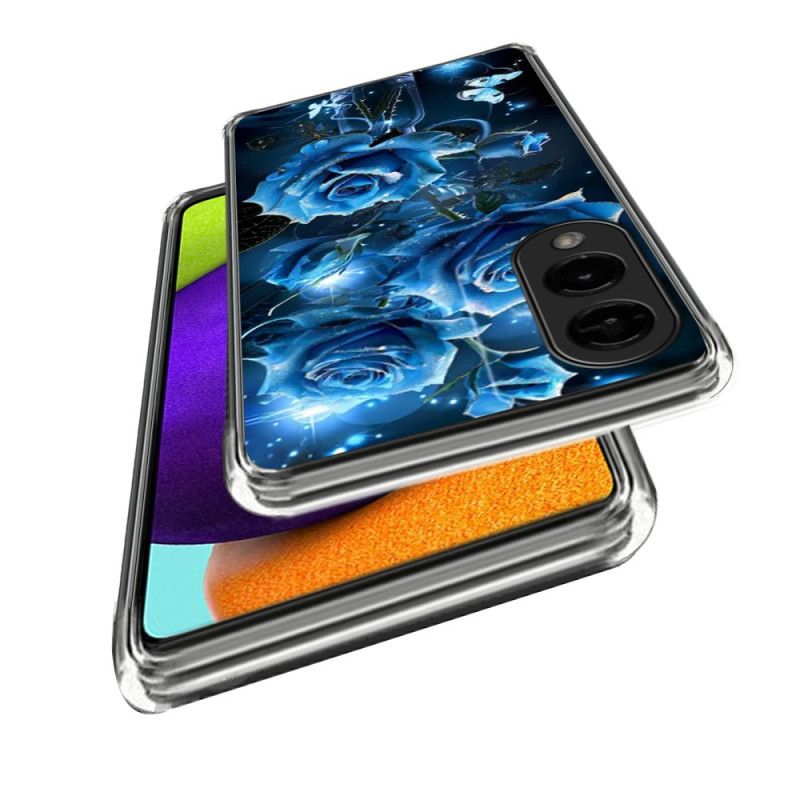 Skal Samsung Galaxy S25 5g Edge Mönster Med Blå Rosor