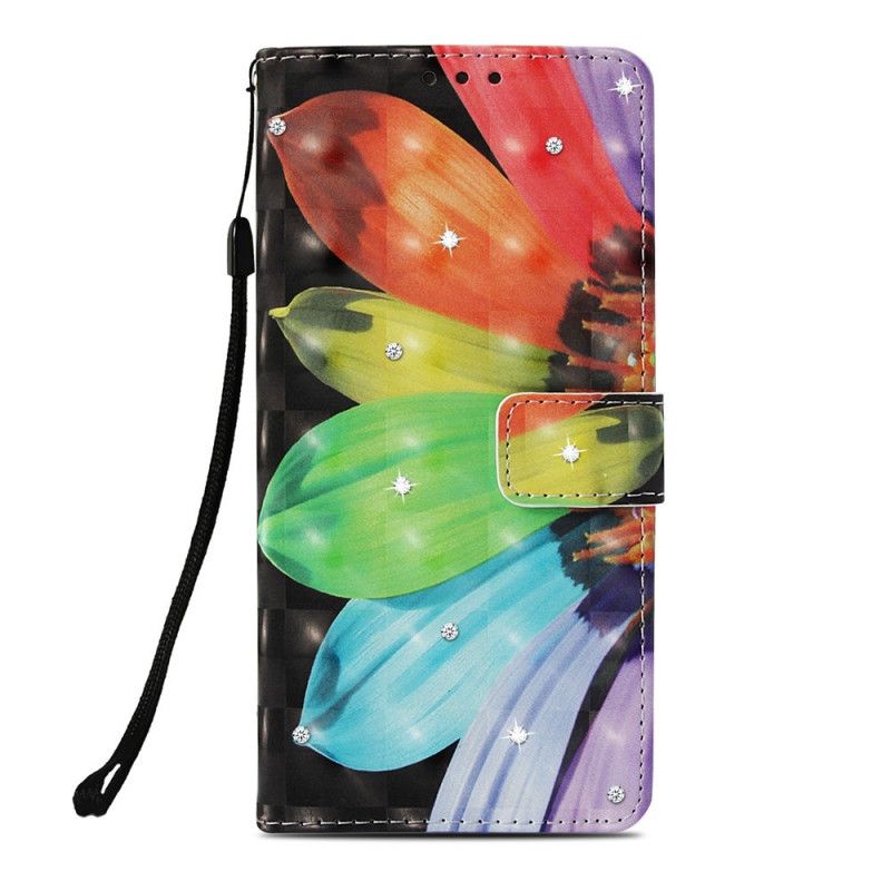 Fodral för iPhone XR Målad Blomma Och Diamanter