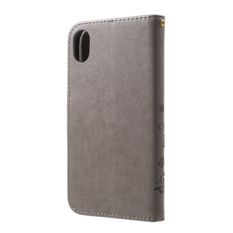 Fodral för iPhone XR Svart Fjärilar Och Blommor