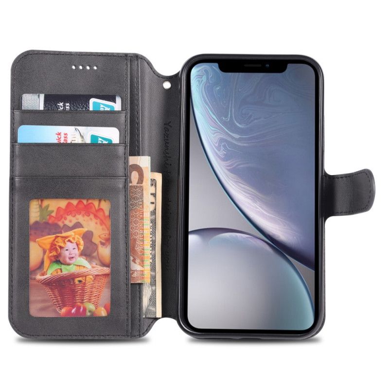 Fodral för iPhone XR Svart Lädereffekt Azns