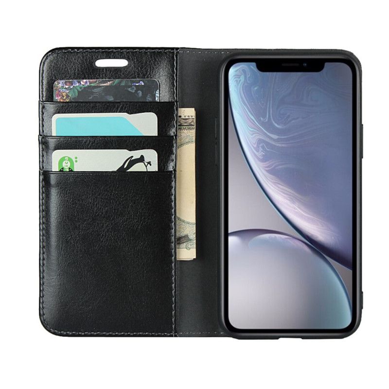 Folio-fodral iPhone XR Grå Äkta Läder