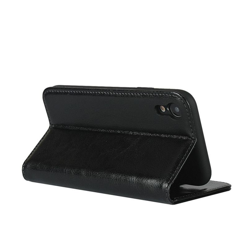 Folio-fodral iPhone XR Grå Äkta Läder