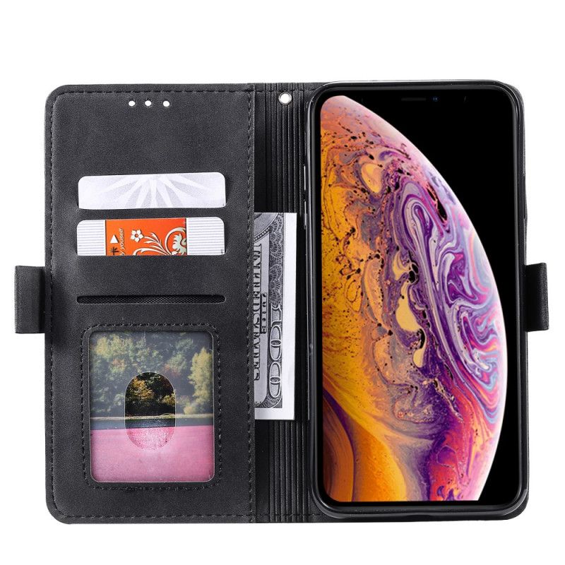 Läderfodral iPhone XR Svart Mobilskal Tvåfärgat Konstläder Med Förstärkta Konturer