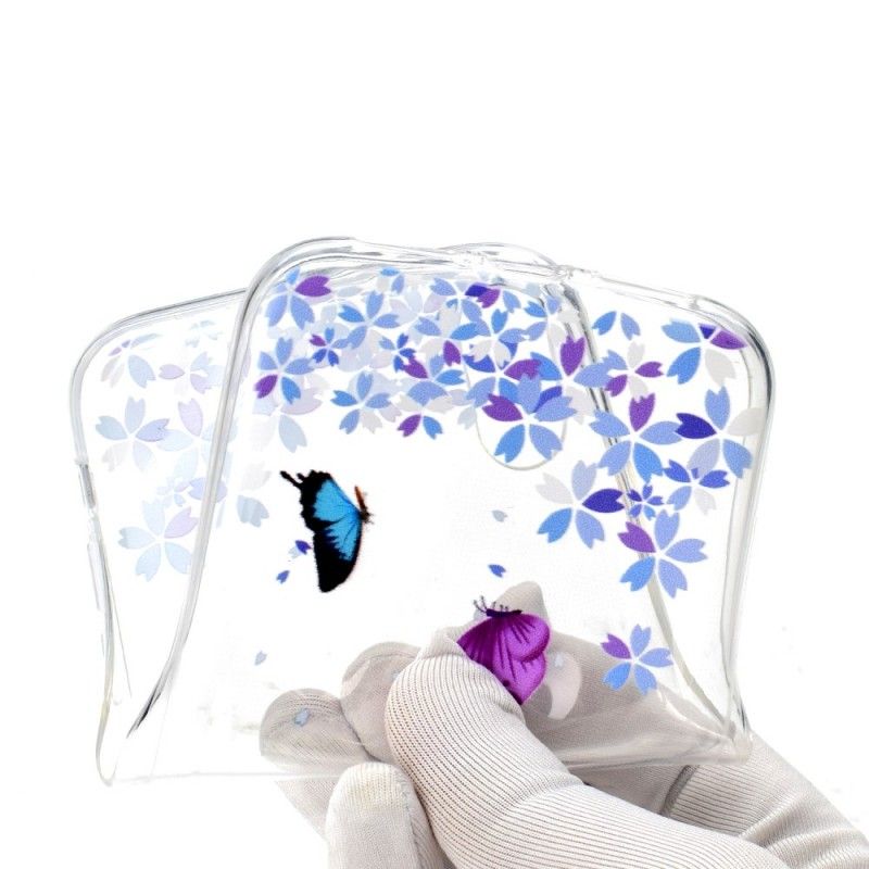 Skal för iPhone XR Genomskinliga Fjärilar Och Blommor