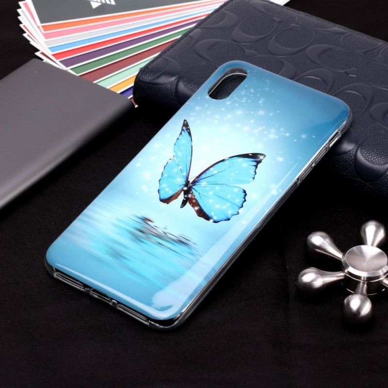 Skal iPhone XR Fluorescerande Blå Fjäril