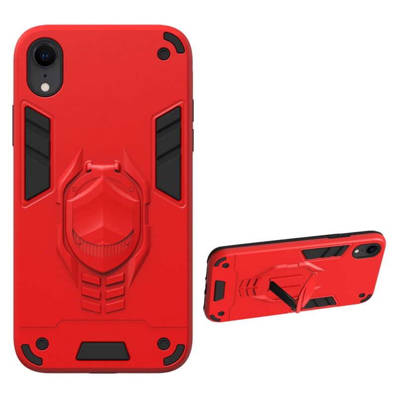 Skal iPhone XR Svart Mobilskal Avtagbar Pansar Med Ringhållare