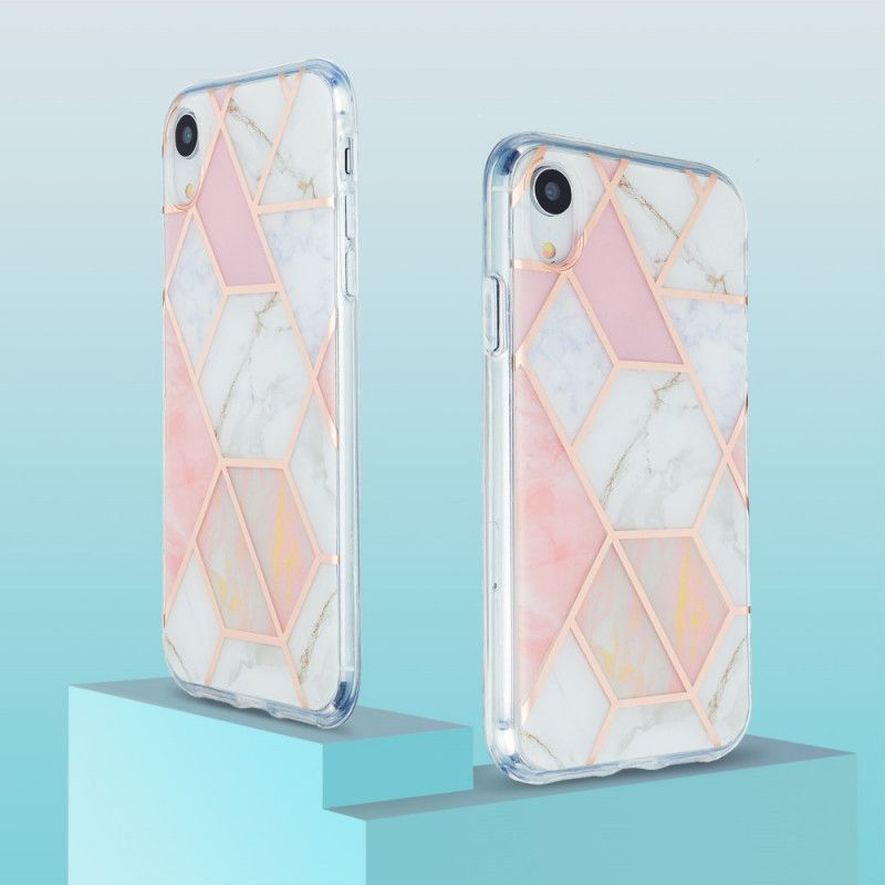Skal iPhone XR Vit Flashig Geometrisk Marmor