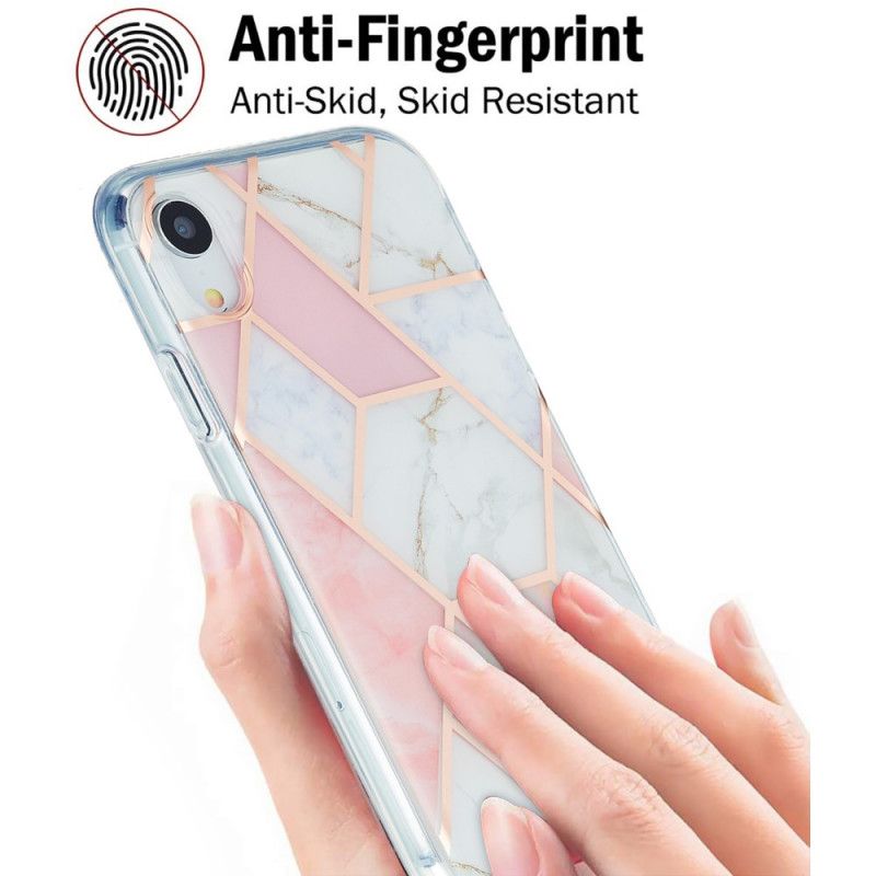 Skal iPhone XR Vit Flashig Geometrisk Marmor