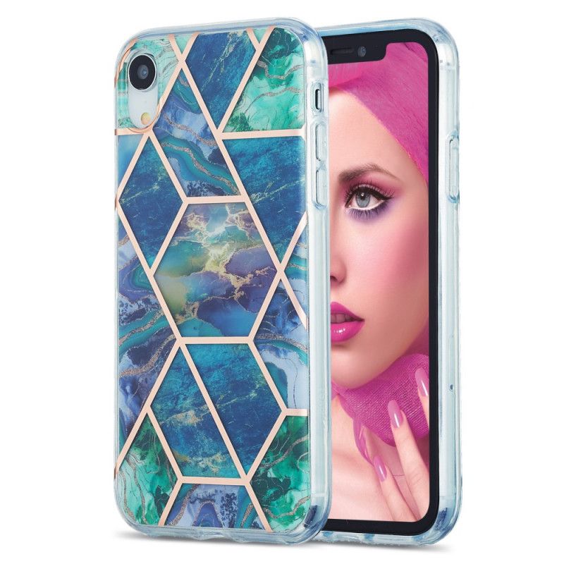 Skal iPhone XR Vit Flashig Geometrisk Marmor