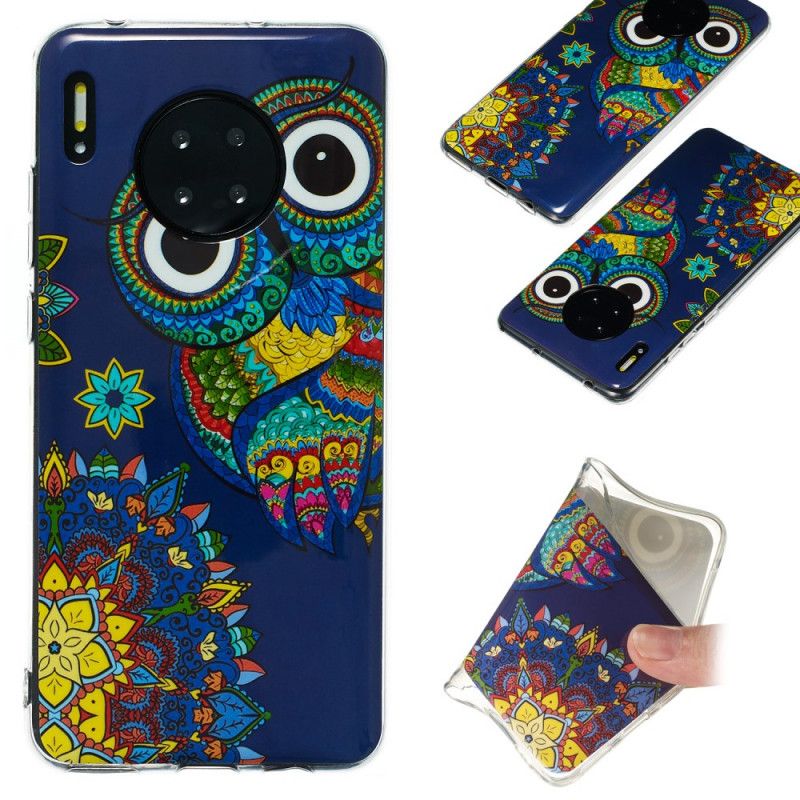 Skal för Huawei Mate 30 Pro Fluorescerande Mandalauggla