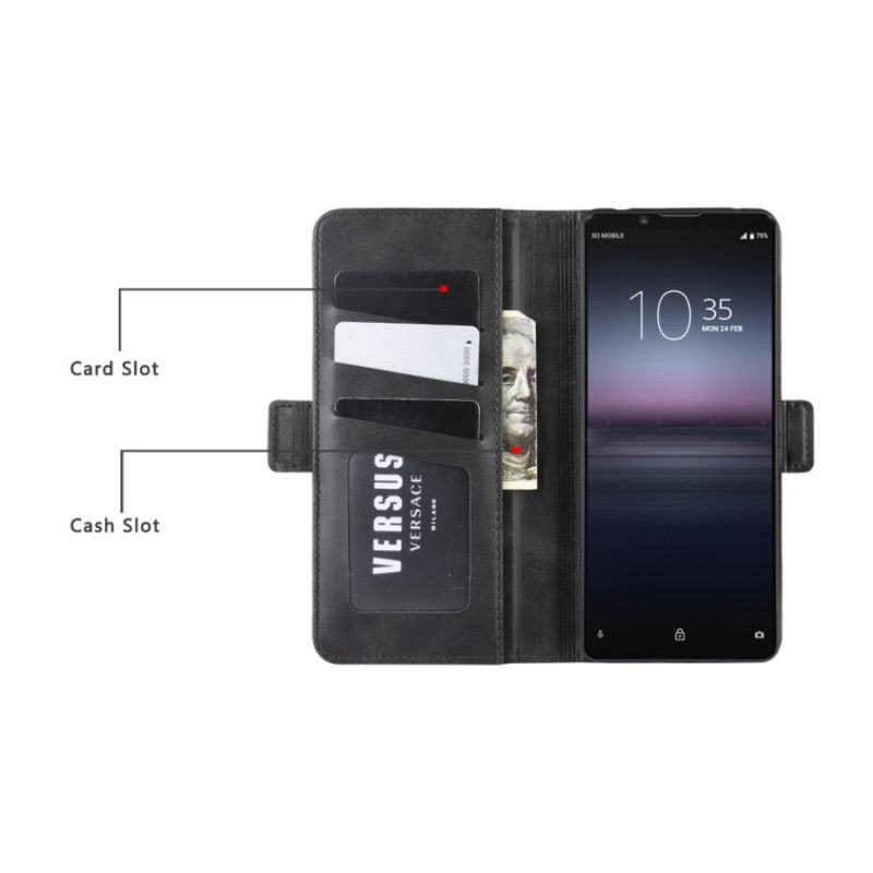 Fodral för Sony Xperia 1 II Svart Dubbel Klaff