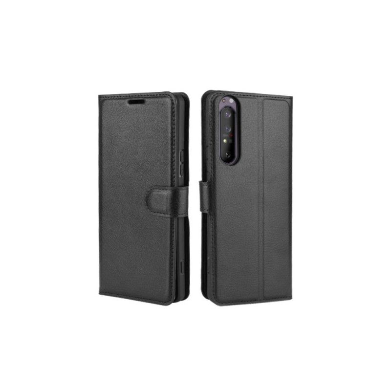 Fodral Sony Xperia 1 II Svart Lychee Imiterat Läder