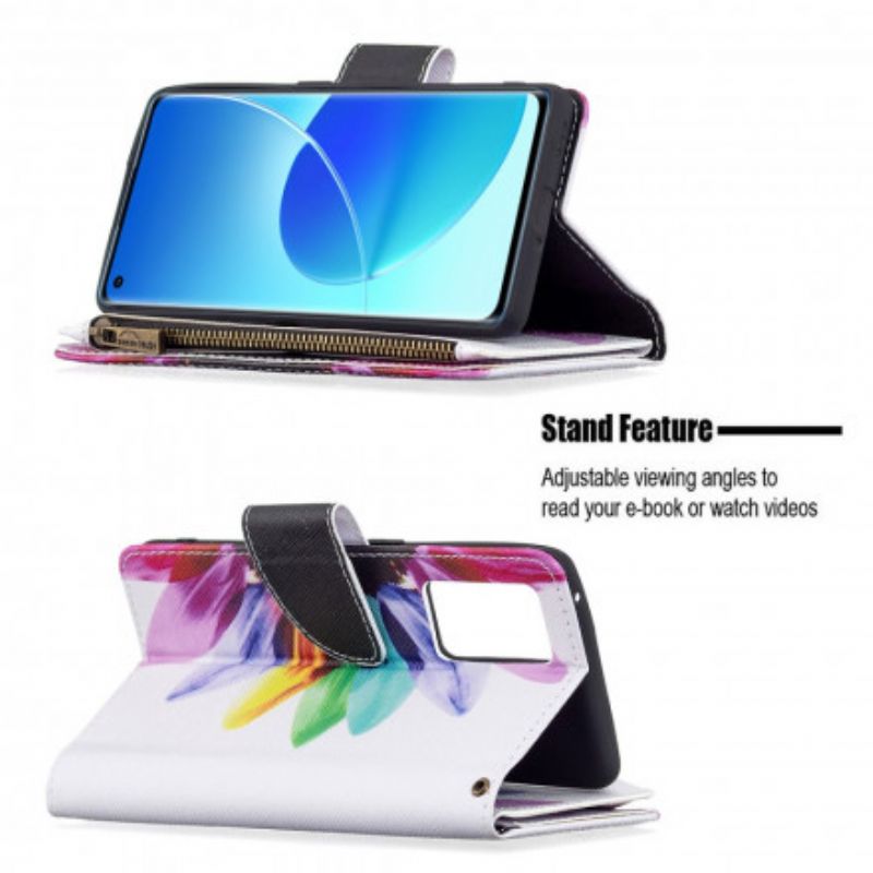 Fodral För Oppo Reno 6 Pro 5g Flower Zippad Pocket