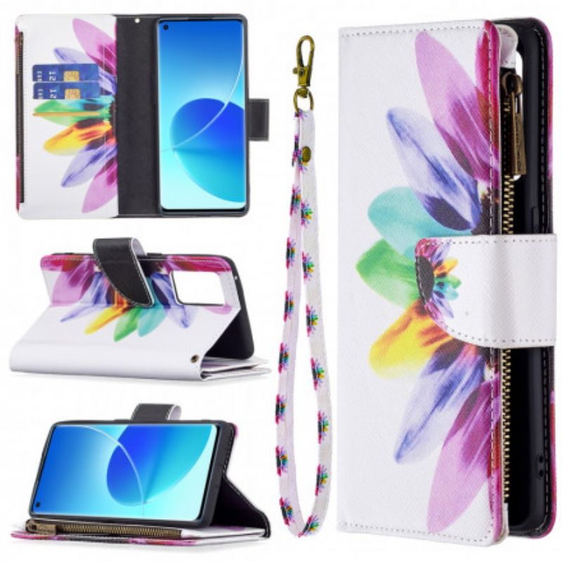 Fodral För Oppo Reno 6 Pro 5g Flower Zippad Pocket