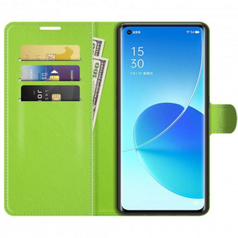 Fodral För Oppo Reno 6 Pro 5g Klassiskt Litchi Konstläder