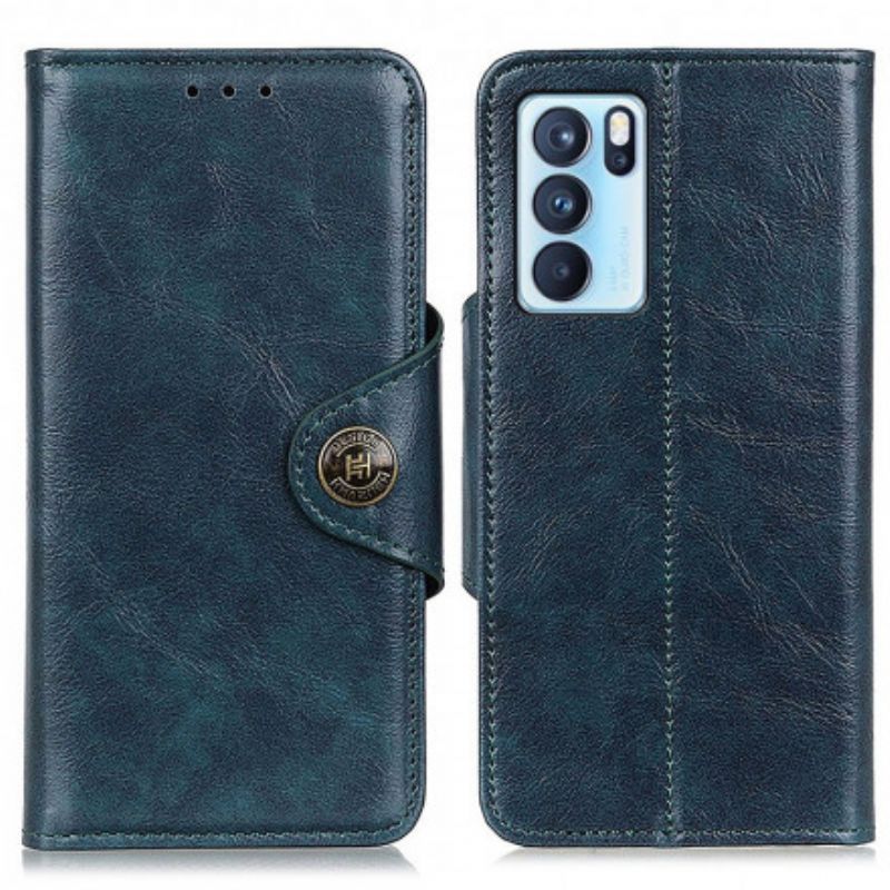 Fodral Oppo Reno 6 Pro 5g Vintage Läderknapp