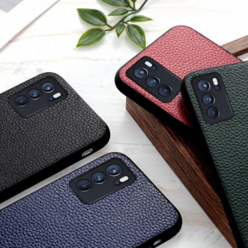 Skal För Oppo Reno 6 Pro 5g Äkta Litchi-läder