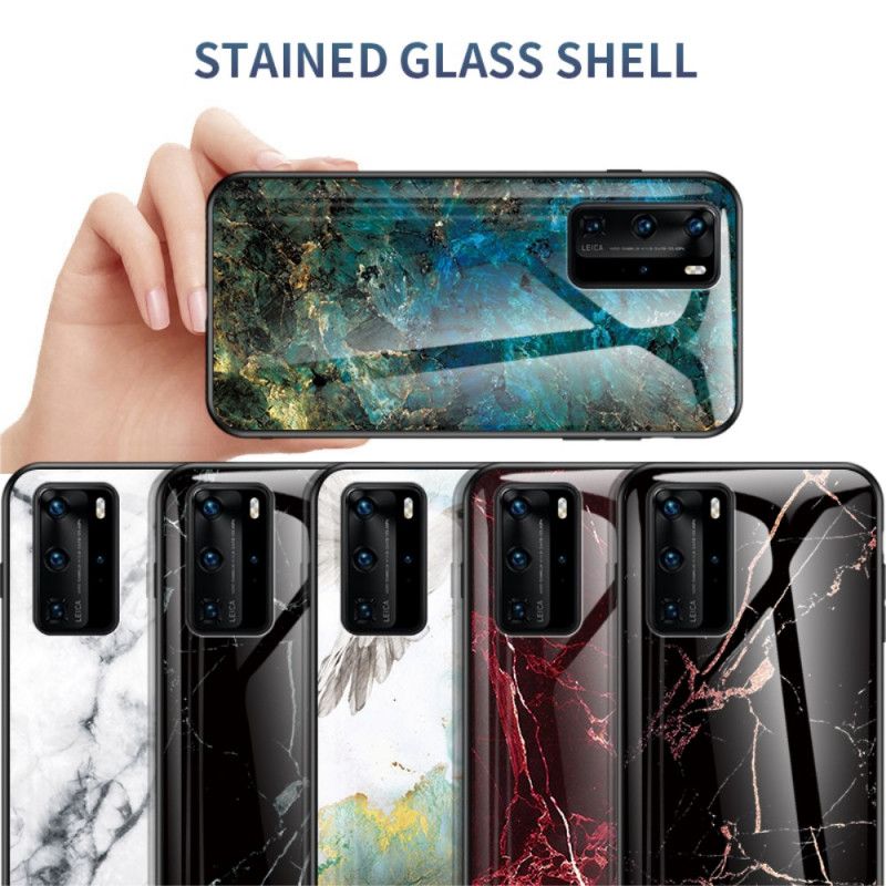 Skal Huawei P40 Pro Röd Premiumfärger Härdat Glas