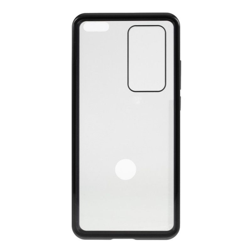 Skal Huawei P40 Pro Svart Metallkanter Och Dubbelhärdat Glas