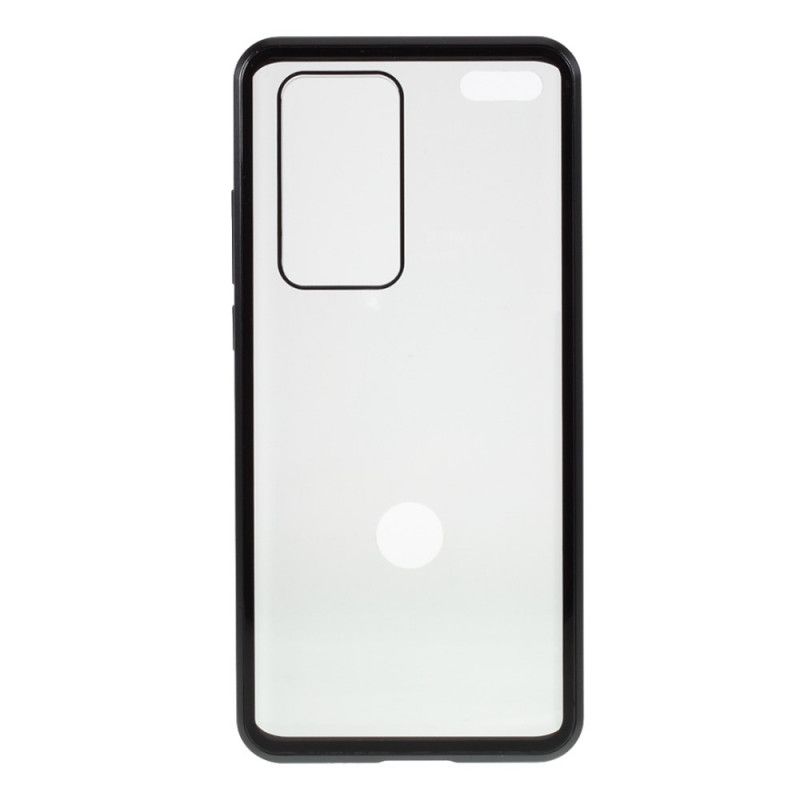 Skal Huawei P40 Pro Svart Metallkanter Och Dubbelhärdat Glas