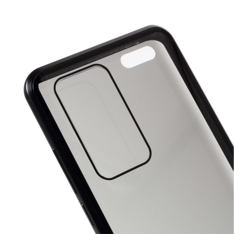 Skal Huawei P40 Pro Svart Metallkanter Och Dubbelhärdat Glas