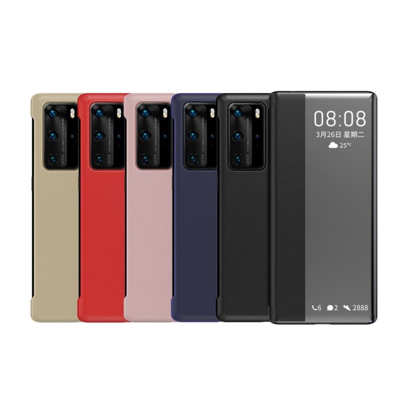 Visa Omslag Huawei P40 Pro Svart Texturerat Konstläder