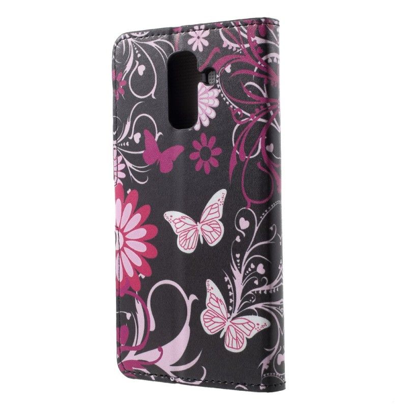 Fodral Samsung Galaxy A6 Plus Vit Fjärilar Och Blommor