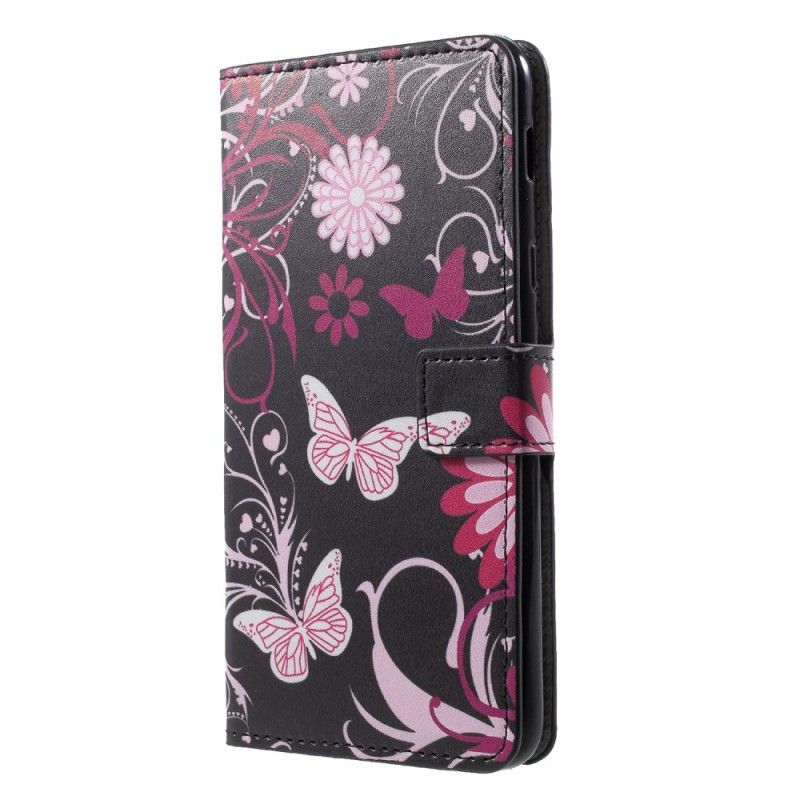 Fodral Samsung Galaxy A6 Plus Vit Fjärilar Och Blommor
