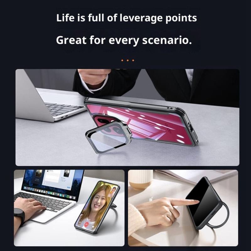 Skal Oppo Find X9 Pro 5g Genomskinligt Med Stativ Och Kameraskydd