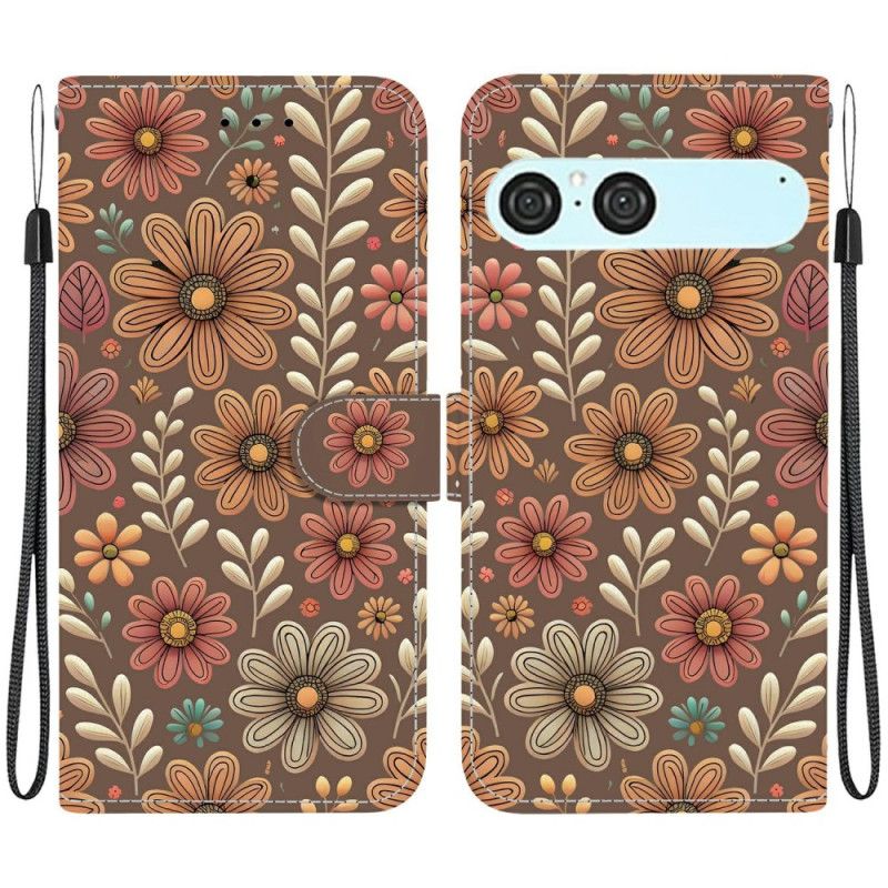 Läderfodral Sony Xperia 10 Vii Telefonfodral Blommönster