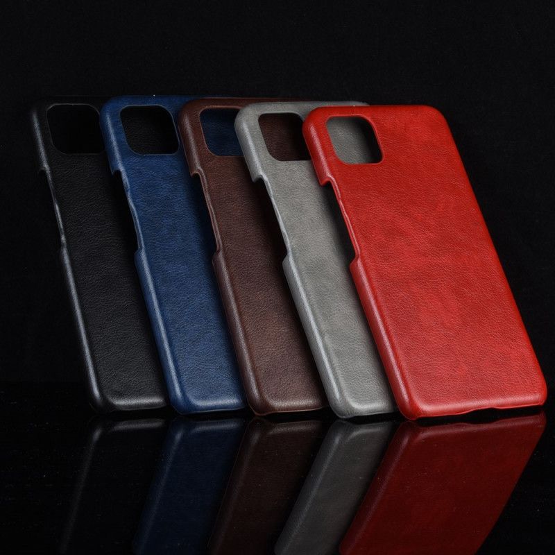 Skal Google Pixel 4 Svart Lychee-Lädereffekt