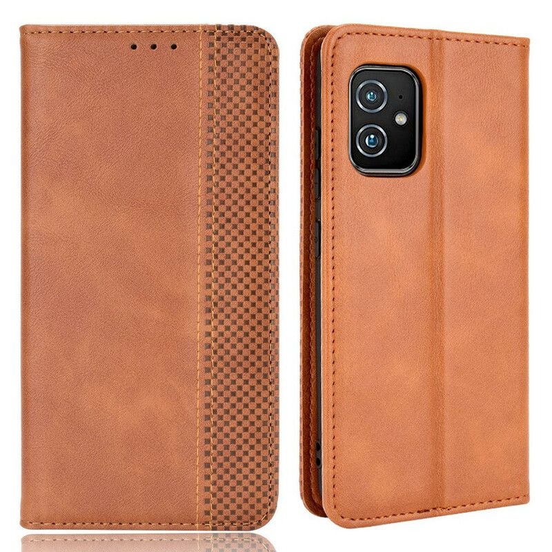 Folio-fodral Asus Zenfone 8 Stiliserad Vintage Lädereffekt