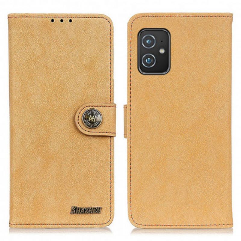 Läderskal Fodral Asus Zenfone 8 Faux Leather Split Retro Khazneh