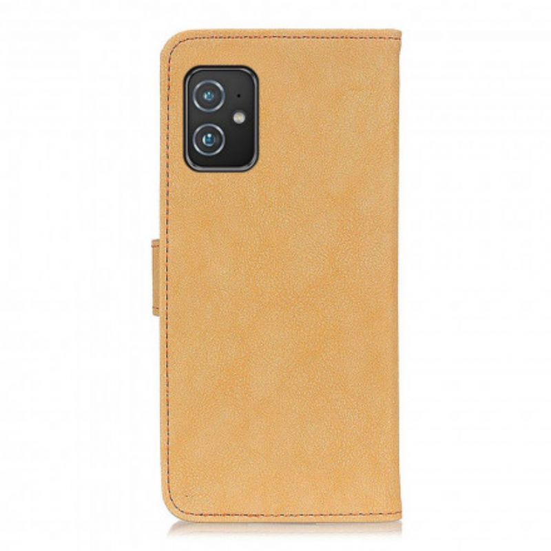 Läderskal Fodral Asus Zenfone 8 Faux Leather Split Retro Khazneh